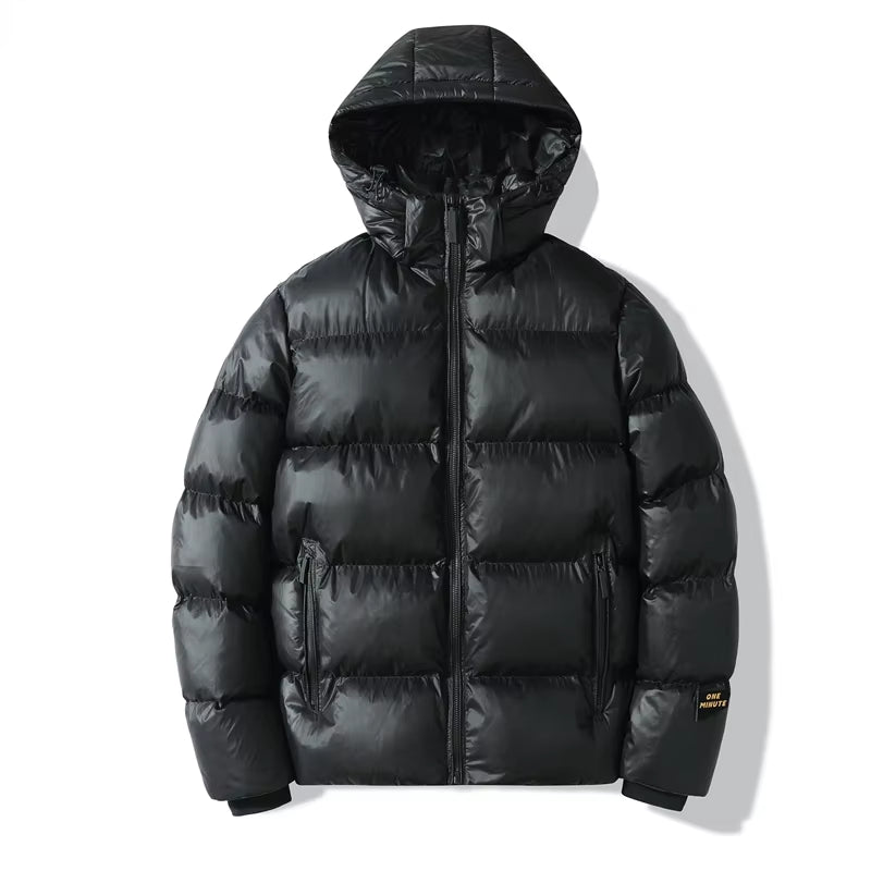 Solid Color Hooded Bright Color down Padded Coats for Men Autumn Winter Thermal Insulation High-Quality Fabric Comfortable Skin