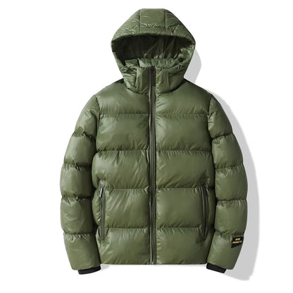 Solid Color Hooded Bright Color down Padded Coats for Men Autumn Winter Thermal Insulation High-Quality Fabric Comfortable Skin